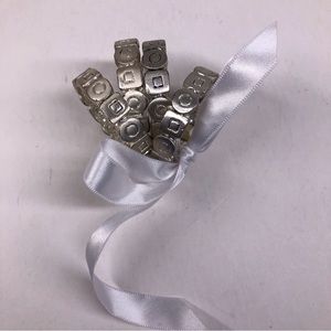 Napkin Rings 4 Silver-tone Circle Square New